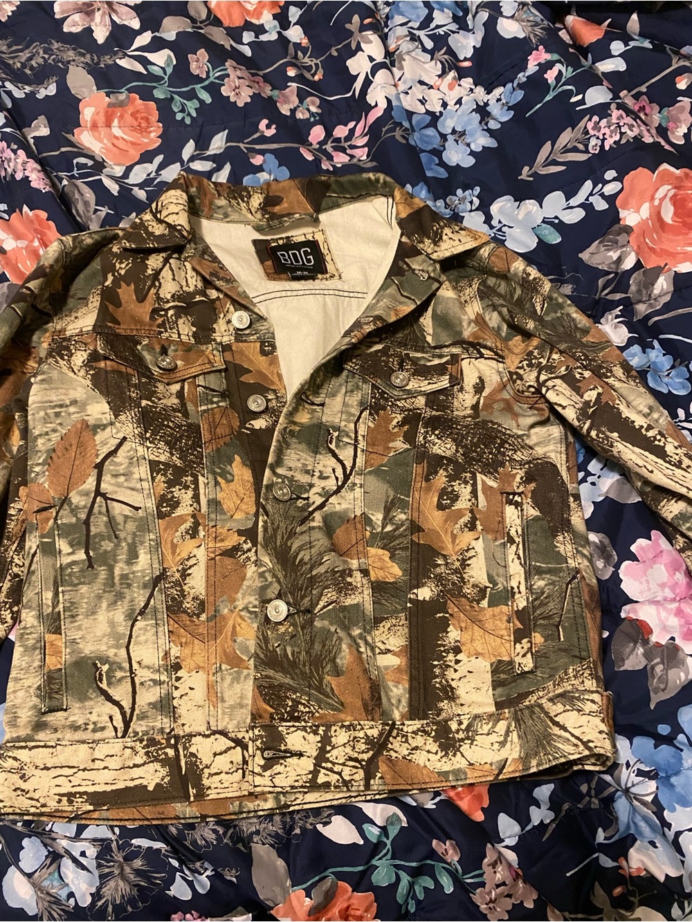 Urban Outfitters Men's Camouflage Field Jacket in Brown and Green